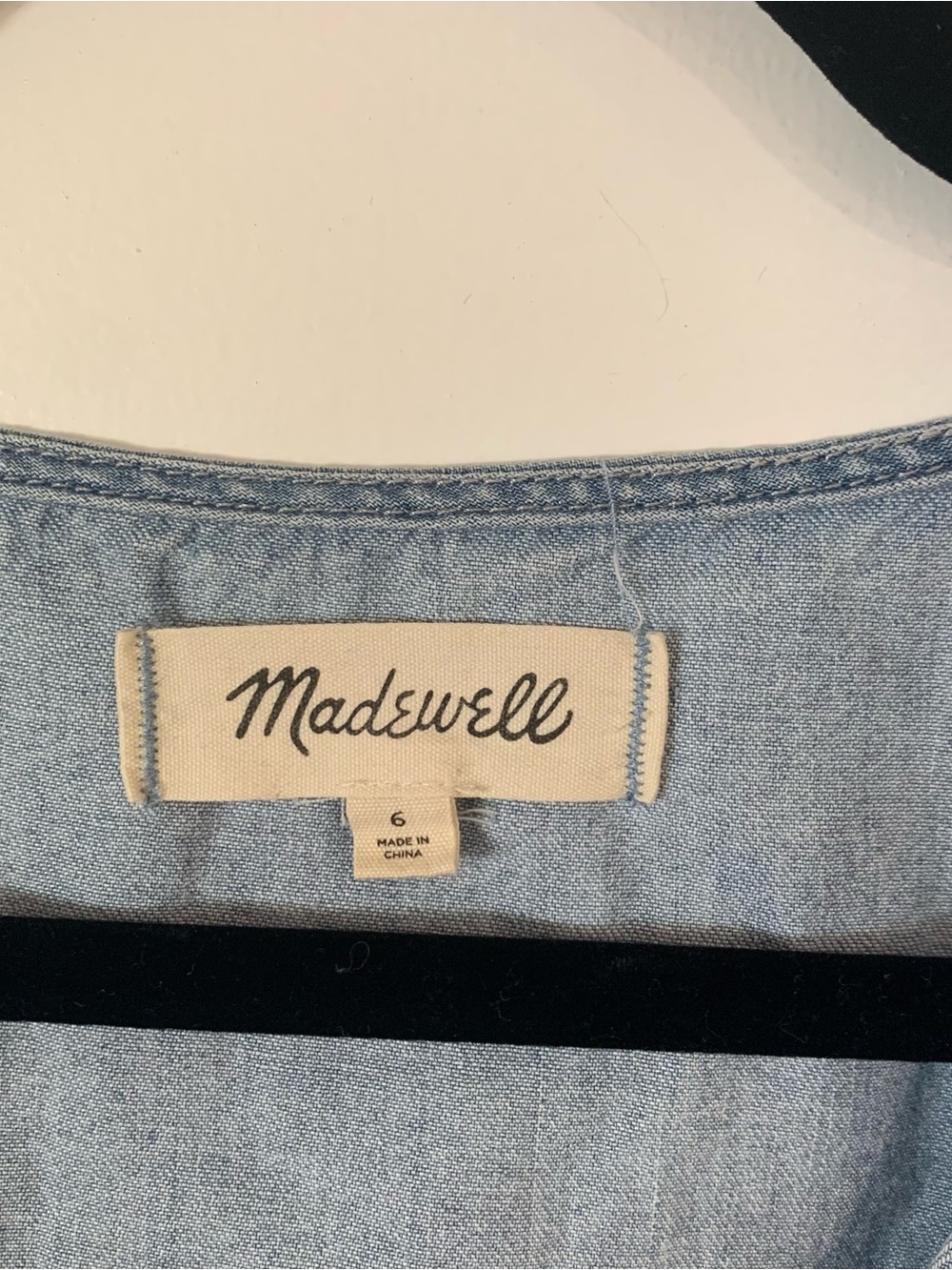 Madewell Button Front V Neck Denim Mini Dress Tie Sleeves Size 6 - Picture 5 of 10